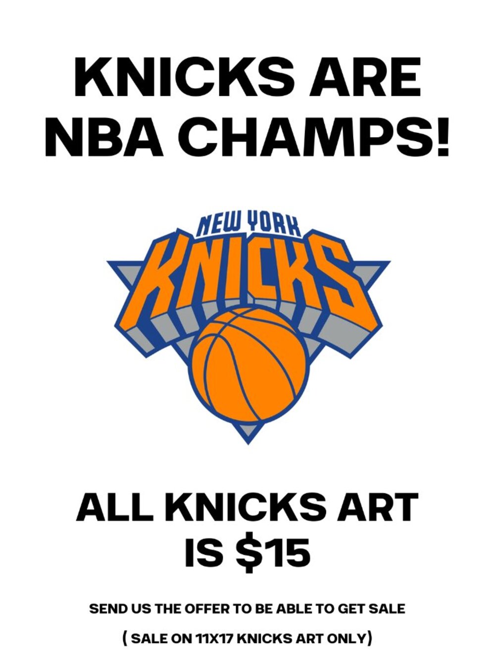 KNICKS WON= KNICKS ART SALE